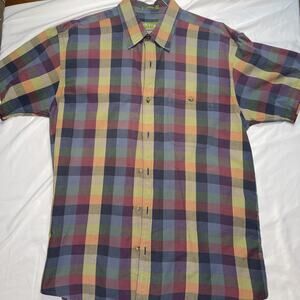 Vintage Orvis Short Sleeve Button Down Shirt XL Patchwork Casual Outdoor